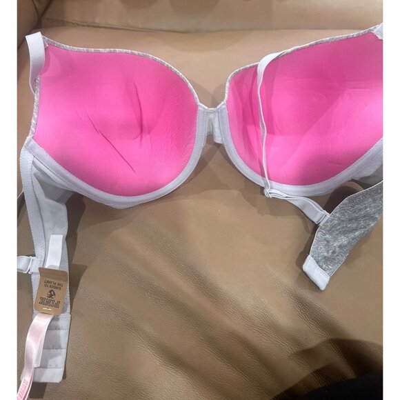 Wear Everywhere Push-Up Bra 36DD Gray & Pink Victorias Secret Adjustable Straps - Picture 2 of 6
